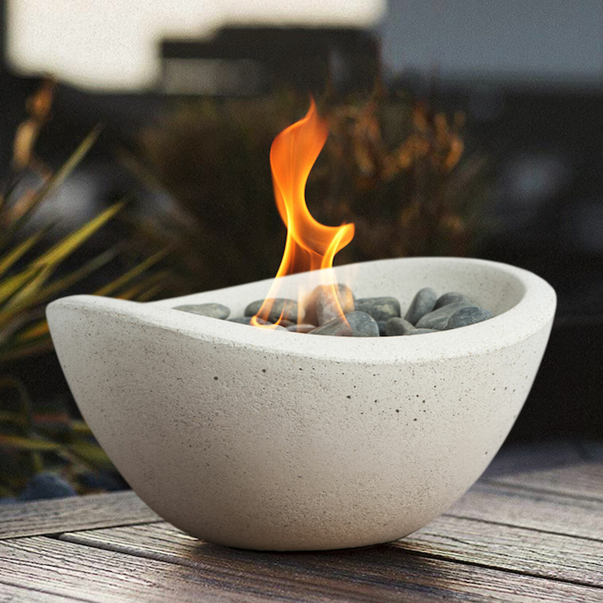 TerraFlame Basin Fire Bowl Table Top | Portable Concrete Fire Pit for  Indoor and Outdoor | 1 Gel Fuel Can | Clean Burning and Smoke-Free |  Protective